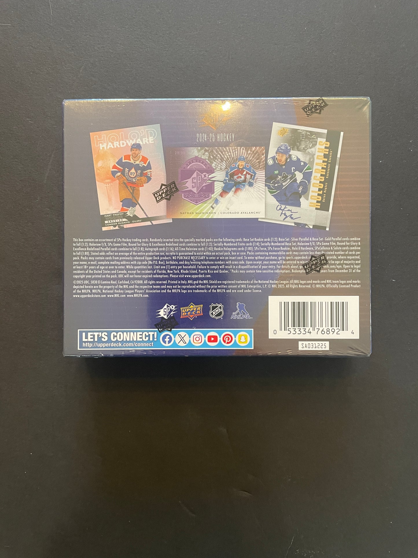 2024-25 nhl upper deck spx hockey hobby box