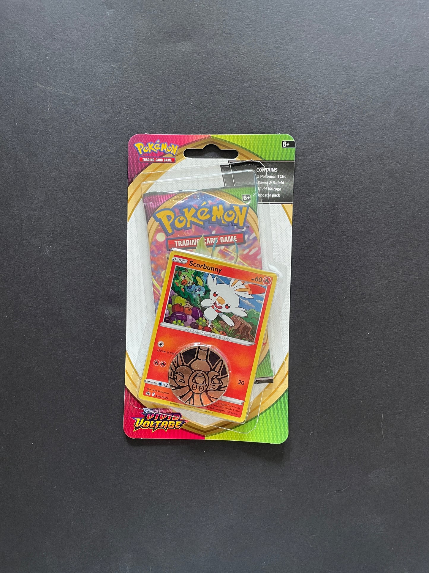 pokémon - sword & shield - vivid voltage - checklane blister (scorbunny)